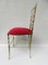 Chaise Chiavari en Laiton et Velours Rouge, Italie, 1960s 3