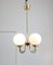 Lampadario Mid-Century in ottone e vetro opalino, Immagine 9