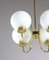 Lustre Mid-Century en Laiton et Verre Opalin 2