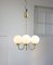Mid-Century Brass and Opaline Glass Chandelier, Image 7