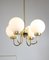 Lustre Mid-Century en Laiton et Verre Opalin 10