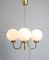 Lustre Mid-Century en Laiton et Verre Opalin 8