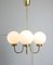 Mid-Century Brass and Opaline Glass Chandelier, Image 8
