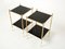 French Brass Black Glass Two-Tier End Tables by Maison Jansen, 1960s, Set of 2 1