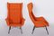 Mid-Century Orange Lounge Chairs, Former Czechoslovakia, 1960s, Set of 2 2