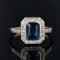 Art Deco Style French Sapphire Diamonds 18 Karat Yellow Gold Ring 7