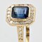 Art Deco Style French Sapphire Diamonds 18 Karat Yellow Gold Ring, Image 4