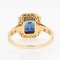 Art Deco Style French Sapphire Diamonds 18 Karat Yellow Gold Ring, Image 9