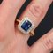 Art Deco Style French Sapphire Diamonds 18 Karat Yellow Gold Ring 5