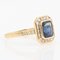 Art Deco Style French Sapphire Diamonds 18 Karat Yellow Gold Ring 3