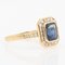 Art Deco Style French Sapphire Diamonds 18 Karat Yellow Gold Ring, Image 3