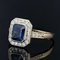 Art Deco Style French Sapphire Diamonds 18 Karat Yellow Gold Ring 6