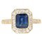 Art Deco Style French Sapphire Diamonds 18 Karat Yellow Gold Ring 1