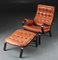 Vintage Danish Mid-Century Leather Lounge Chair & Matching Footstool, Image 2