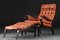 Vintage Danish Mid-Century Leather Lounge Chair & Matching Footstool 1