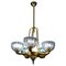 Art Deco Brass Mounted Murano Glass Chandelier by Ercole Barovier, 1940s 1