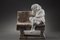 Statue Vintage d'Enfant Dormant sur un Banc en Albâtre et Marbre 8