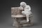 Statue Vintage d'Enfant Dormant sur un Banc en Albâtre et Marbre 3