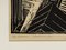 Manfred Beelke, Potsdamer Strasse Elevated Railroad, Black and White Linocut on Paper, Framed 4