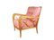Italienischer Sessel aus Holz & Rosa Stoff im Stil von Paolo Buffa, 1940er 4