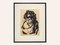 Portrait einer Frau, schwarze & weiße Tuschezeichnung auf Papier, gerahmt 1