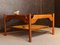Mid-Century Square Coffee Table with Smoked Glass Top and Rattan Rack 8