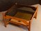 Mid-Century Square Coffee Table with Smoked Glass Top and Rattan Rack, Image 3