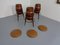 Sgabelli da bar Mid-Century in teak e rame, anni '60, set di 3, Immagine 8