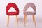 Mid-Century Red and Grey Dining Chairs, Czechia, 1950s, Set of 4 2