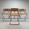 Italian Tubular Frame and Cane Cantilever Zigzag Dining Chairs, 1970s, Set of 8 1