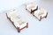 Italian Bastiano Style Rosewood and White Leather Lounge Chairs, 1970, Set of 2, Image 20