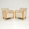 Schwedische Art Deco Sessel aus satinierter Birke, 2er Set 1