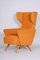 Orange Wingback Armchair, Czechia, 1950s, Image 3