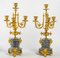 Gilded Bronze and Blue Marble Mantel Set, Set of 3 11