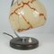 Lámpara de mesa francesa de nogal, cromo y vidrio opalino, años 30, Imagen 10