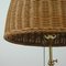 Mid-Century Adjustable Bienenkorb Wicker Brass Floor Lamp 14