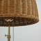 Mid-Century Adjustable Bienenkorb Wicker Brass Floor Lamp 12