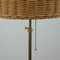 Mid-Century Adjustable Bienenkorb Wicker Brass Floor Lamp 6