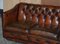 Art Deco Brown Leather Chesterfield Brown Leather Sofa, 1920s 3