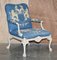 Vintage Italian Hand Painted Armchair Coat of Arms Armorial Upholstery, Set of 2, Image 2