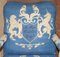 Vintage Italian Hand Painted Armchair Coat of Arms Armorial Upholstery, Set of 2, Image 4