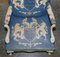 Vintage Italian Hand Painted Armchair Coat of Arms Armorial Upholstery, Set of 2 16