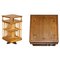 Art Nouveau Oak & Sample Wood Inlaid Revolving Bookcase 1
