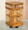 Art Nouveau Oak & Sample Wood Inlaid Revolving Bookcase 2