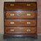 Antique Anglo Indian Military Campaign Camphor Wood & Brass Bureau Desk Drawers 2