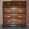 Antique Anglo Indian Military Campaign Camphor Wood & Brass Bureau Desk Drawers, Image 2