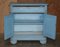 Antique French Hand Painted Duck Blue Pine Kitchen Sideboard Buffet, 1880s 13