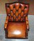 Brown Leather Chesterfield Directors Captains Chair with Porcelain Castors, Image 7