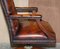 Brown Leather Chesterfield Directors Captains Chair with Porcelain Castors, Image 16