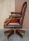 Brown Leather Chesterfield Directors Captains Chair with Porcelain Castors, Image 19